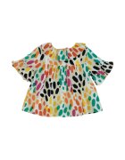 Panco Bluza vaporoasa cu maneca scurta si volane - Hope - cu buline colorate - pentru fetite - Bej