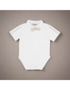 Panco Body cu maneca scurta - cu guler si papion - Party - Ecru - pentru baietei - Ecru