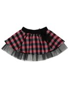 Panco Fusta tutu cu tull si model in carouri - - Pretty - Rosu si Negru - pentru fetite - Rosu