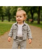Panco Geaca de blugi cu broderie - Elena - Gri - Denim - pentru fetite - Gri