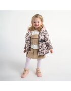 Panco Geaca groasa cu blanita - cu gluga si curea in talie - - Baby - Bej - Animal Print - pentru fetite - Bej
