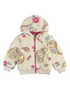 Panco Jacheta cu gluga Teddy - fermoar roz si imprimeu - Flexible - Ecru - pentru fetite - Ecru