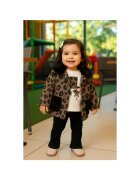 Panco Palton elegant cu blanita - - Chic - Maro - Animal Print - pentru fetite - Maro