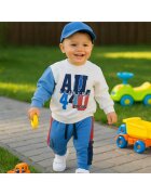 Panco Set 2 piese trening bluza si pantalon - Athletic Team - Alb si Bleumarin - pentru baietei - Alb
