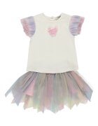 Panco Set 2 piese: tricou si fusta tutu - Rainbow - Multicolor - pentru fetite - Alb