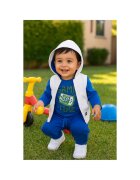 Panco Set 3 piese sport: Bluza cu maneca lunga imprimata - pantaloni si vesta - Gaming Mode - Albastru Electric si Alb - pentru baietei - Alb