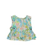 Panco Top cu volan in talie - Jungle - Mint - cu imprimeu floral - pentru fetite - Verde menta