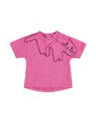 Panco Tricou cu guler brodat pisicuta - Hope - Fucsia - pentru fetite - Fucsia