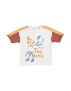 Panco Tricou cu imprimeu si maneci colorate - Wave Crew - Ecru - pentru baietei - Ecru