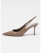 PARIS TEXAS Pantofi slingback din piele lacuita cu toc stiletto Lidia - Maro taupe