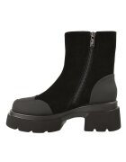 PASS Collection Ghete din piele si piele intoarsa - cu toc masiv - Negru