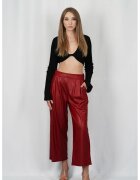 Patrizia Pepe Pantaloni pana la glezna cu buzunare laterale si elastic in talie - Rosu