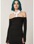Patrizia Pepe Rochie mini cu decolteu pe umeri si cu guler detasabil - Negru