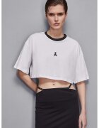 Patrizia Pepe Tricou crop oversized PP - Alb