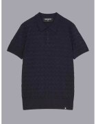 Patrizia Pepe Tricou cu guler polo și material texturat - Albastru inchis