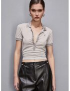 Patrizia Pepe Tricou polo cu sclipici - Argintiu