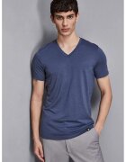 Patrizia Pepe Tricou regular fit cu guler in V - Albastru