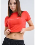 Pegador Tricou crop din bumbac cu decolteu la baza gatului - Rosu
