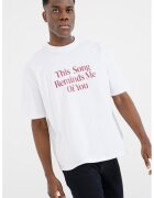 Pegador Tricou de bumbac cu imprimeu text - Visiniu/Alb optic