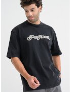 Pegador Tricou din bumbac cu imprimeu logo si maneci cazute - Negru stins