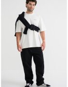 Pegador Tricou lejer cu maneci cazute si imprimeu pe partea din spate - Alb murdar