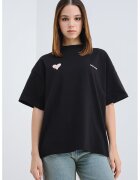 Pegador Tricou supradimensionat cu imprimeu logo - Negru/Roz prafuit