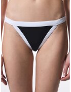 Penti Bikini brazilian - Negru/Alb optic