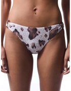 Penti Bikini brazilieni cu inele laterale - Alb/Maro