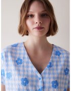 Penti Bluza de pijama cu imprimeu si maneci scurte - Albastru pastel
