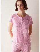 Penti Bluza de pijama cu model si maneci scurte - Roz pastel