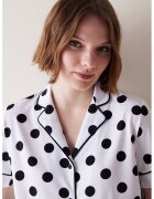 Penti Bluza de pijama din bumbac cu imprimeu cu buline - Alb/Negru