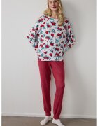 Penti Bluza de pijama lejera cu model termic - Rosu/Alb