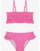 Penti Costum de baie cu model - din doua piese - Fucsia/Alb optic