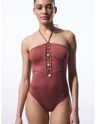 Penti Costum de baie halter intreg - Maro cognac