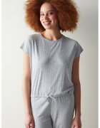 Penti Pijama striata cu model uni - Gri melange