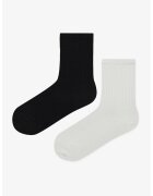 Penti Set de sosete cu striatii - 2 perechi - Negru/Gri deschis