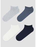 Penti Set de sosete foarte scurte cu model uni - 4 piese - Alb/Gri melange/Bleumarin