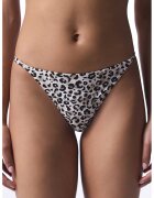 Penti Slip brazilian cu model animal print - Alb/Negru/Maro nisip