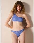 Penti Slip cu aspect de denim si aplicatii de strasuri - Albastru lavanda