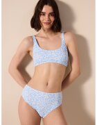 Penti Slip cu model floral - Albastru lavanda/Alb optic