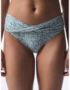 Penti Slip cu model geometric - Alb optic/Verde aquamarin