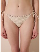 Penti Slip cu snur de ajustare si model cu perforatii - Bej deschis