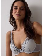 Penti Sutien cu broderie florala si dungi - Albastru pal