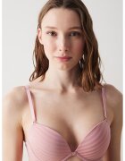 Penti Sutien cu burete si model in dungi - Roz pal