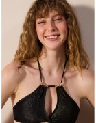 Penti Sutien de baie cu aspect stralucitor - Negru