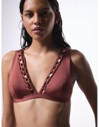 Penti Sutien de baie cu margele decorative - Maro cognac