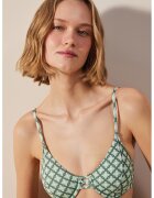 Penti Sutien de baie cu model floral - Alb/Verde
