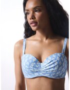 Penti Sutien de baie cu model geometric - Albastru pastel/Alb optic