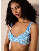 Penti Sutien de baie cu model grafic - Alb/Albastru deschis