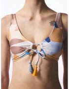 Penti Sutien de baie cu model grafic - Alb/Albastru pastel/Portocaliu deschis